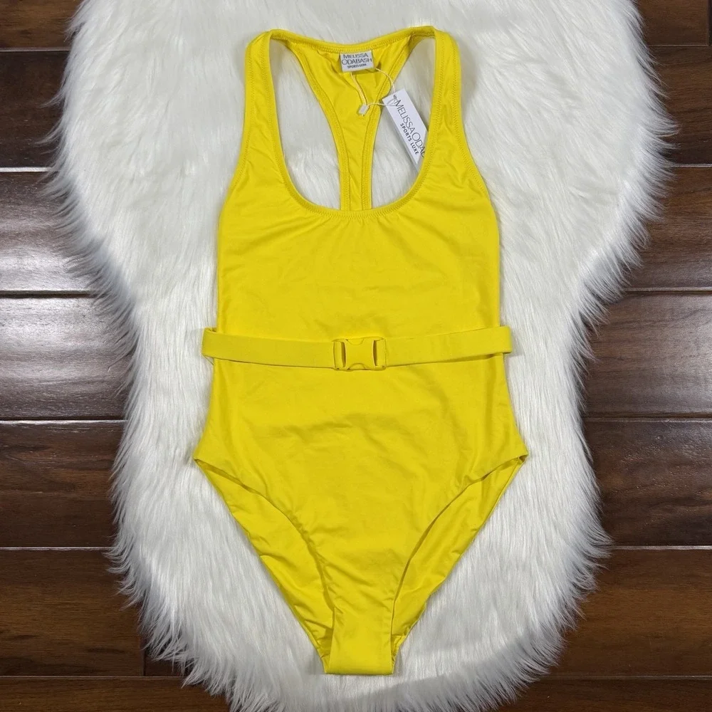 Melissa Odabash Size 40 /‎ US 4 Yellow Nevis Belted One Piece Racerback Swimsuit